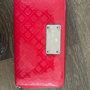 Kate Spade Red Embossed Zip Wallet